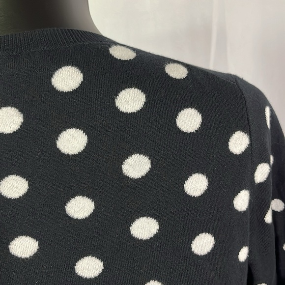Talbots Black & White Polka Dot 3/4 Sleeve Button Front Cardigan - Picture 12 of 16